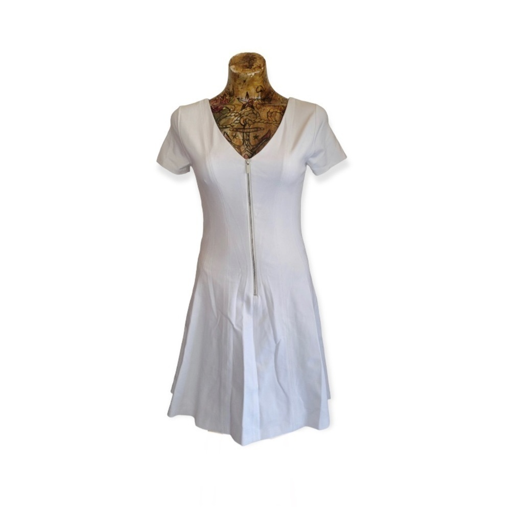 Banana Republic Dress White Zip Front Short Sleeve Size 4 Tall Nwt New Zip Front